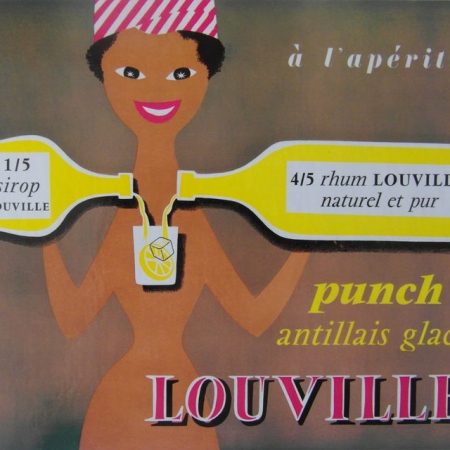 Original 1960s French Advertising Card for Louville Rum Punch