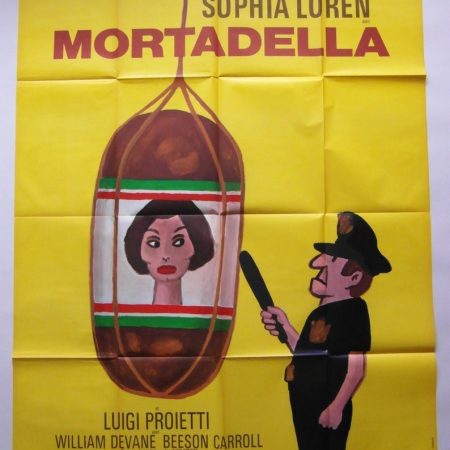 Original 1971 Savignac Grande French Movie Poster 'Mortadella' with Sophia Loren