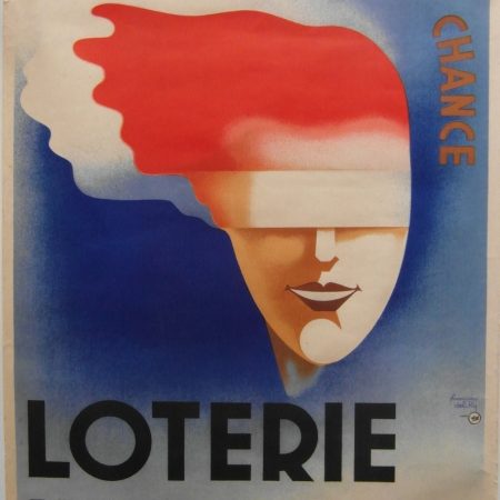 Original 1937 Art Deco French National Lottery Poster titled 'Try Your Luck'.
