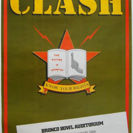 Original 1982 The Clash Poster for a Concert at the Bronco Bowl, Dallas USA