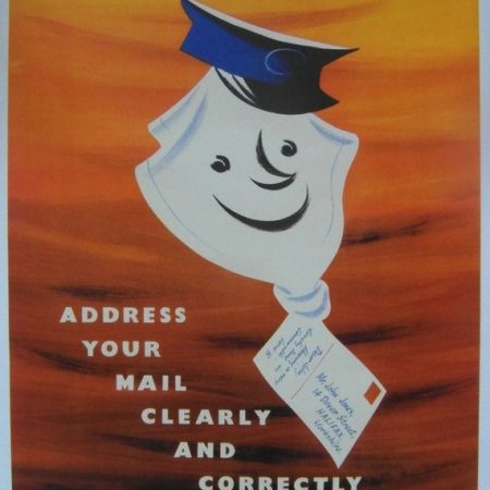 Original 1954 GPO Poster 'Address your Mail Clearly' by Harry Stevens