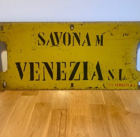 1940s/50s Italian Railway Sign- Savona to Venice